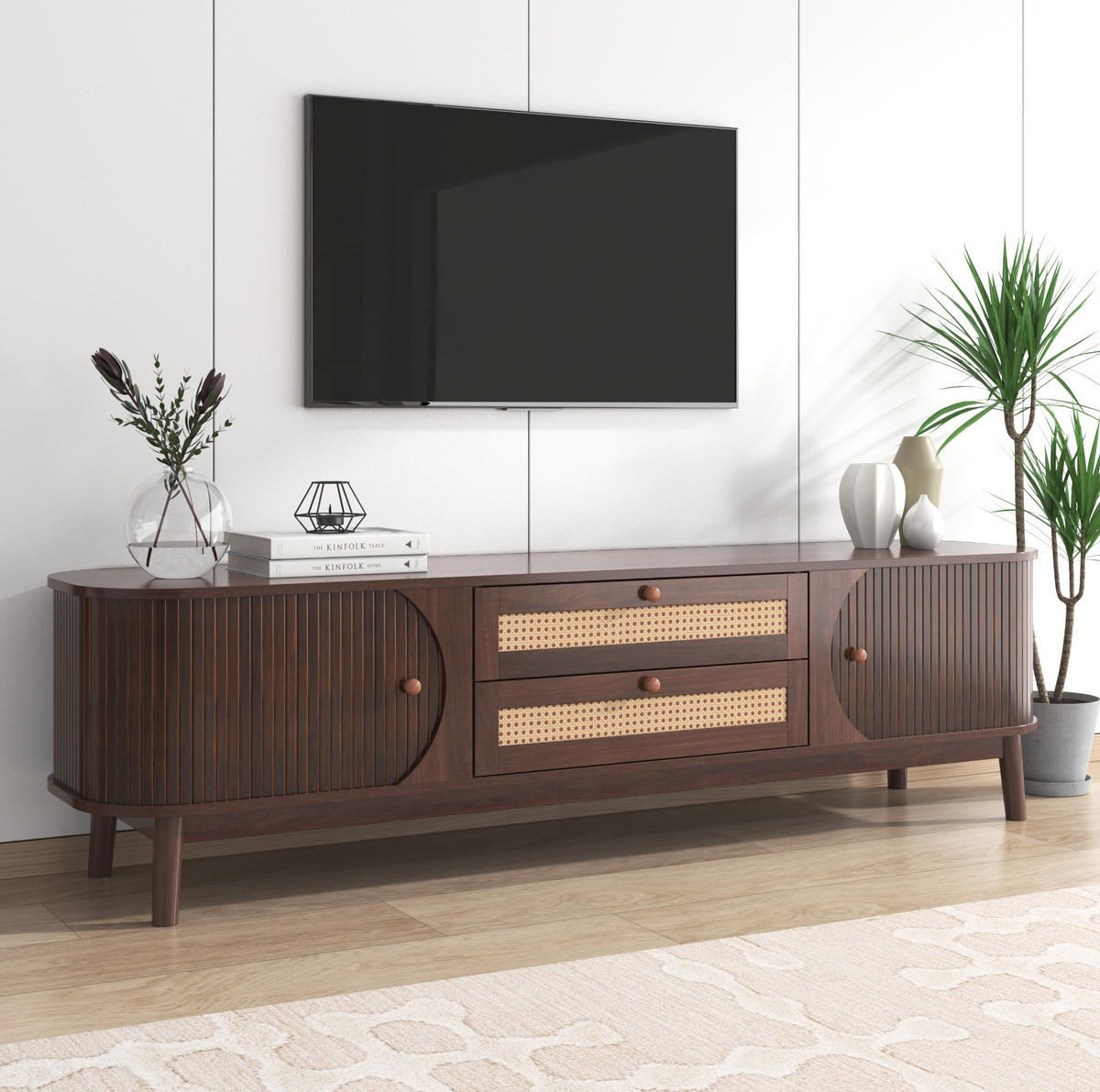 TV-SCHRANK mit Türen und Schubladen 170 cm MDF Natural - Braun, Holzwerkstoff (39.5/46/170cm) - Beauniv
