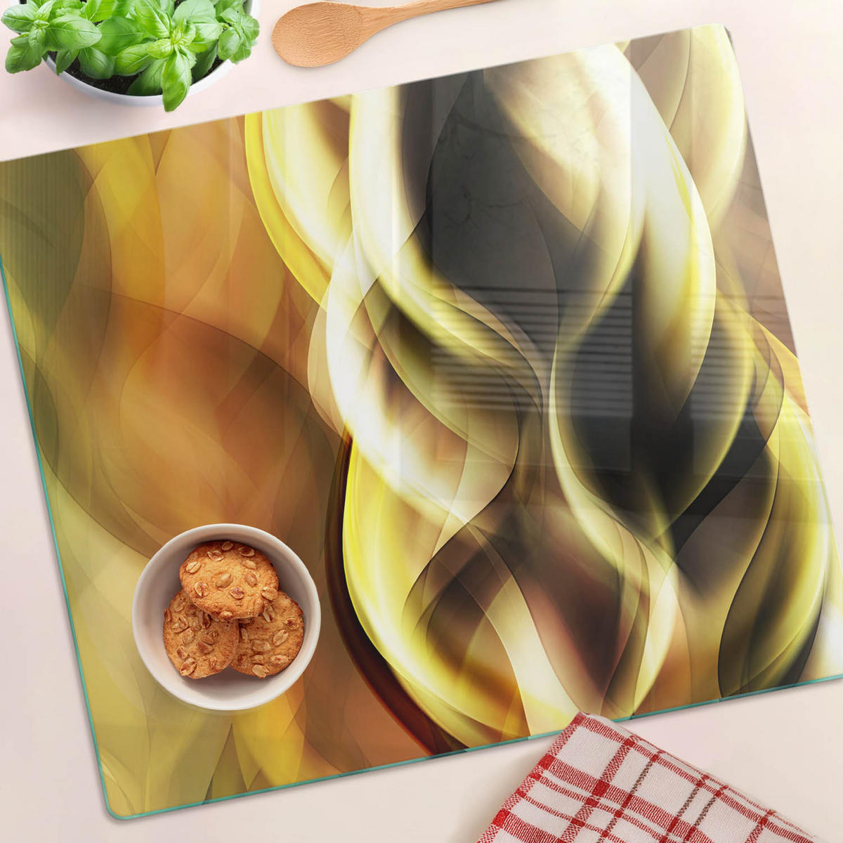 GLASPLATTE 60x52 cm Goldenes Licht - Goldfarben, Glas (60/0.4/52cm) - TULUP