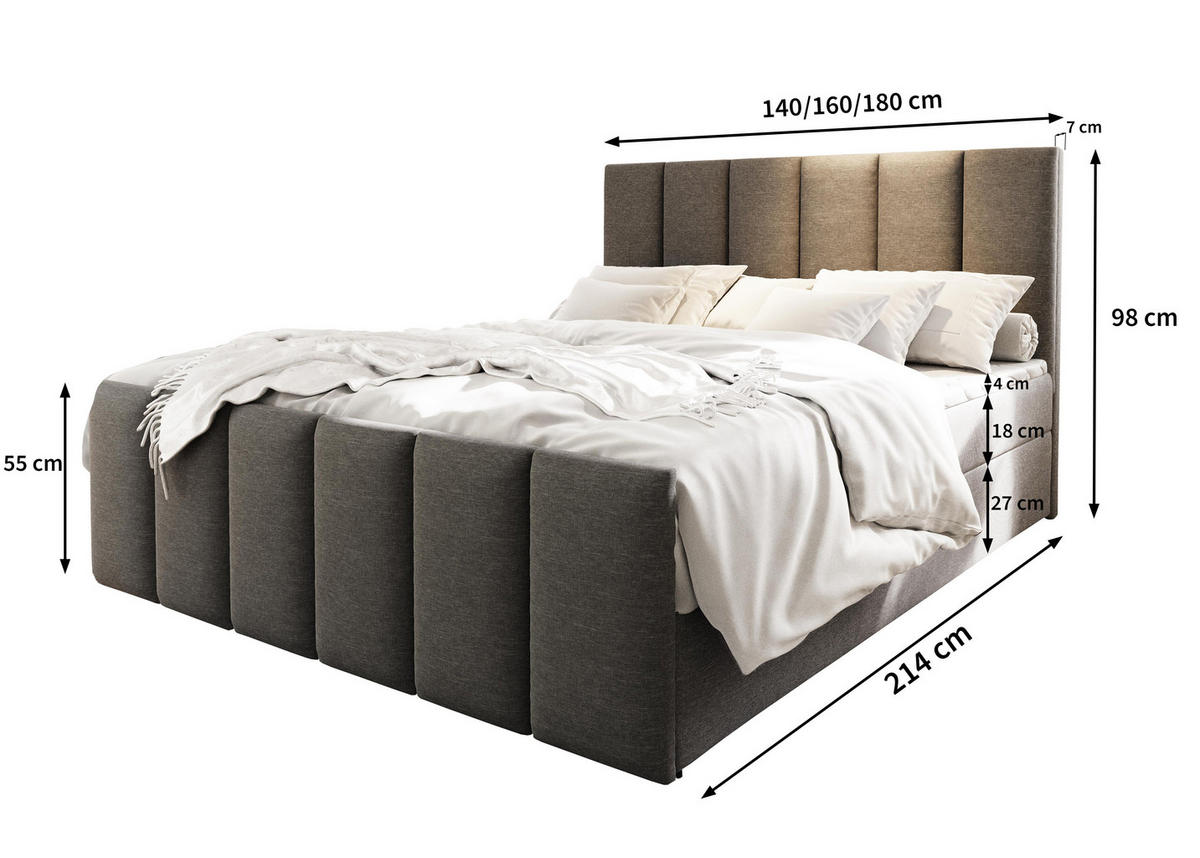 POSTEL BOXSPRING LAGO 160x200 cm, s matrací a úložným prostorem, černá - černá, kompozitní dřevo/textil (160/200cm) - MASSENO