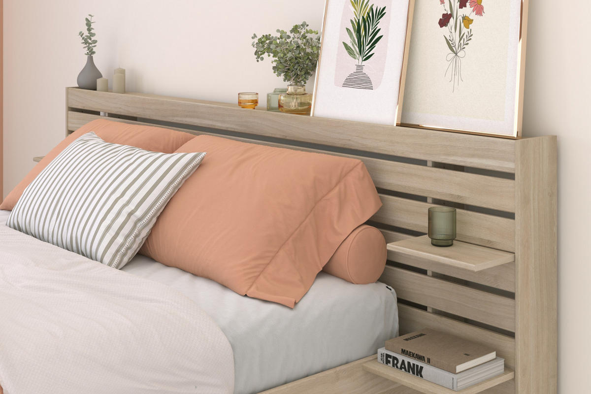 SCHLAFZIMMER komplett Set Stauraumbett 160x200 und Kleiderschrank - Eichefarben, Holz/Holzwerkstoff (160/203/200cm) - Parisot Meuble