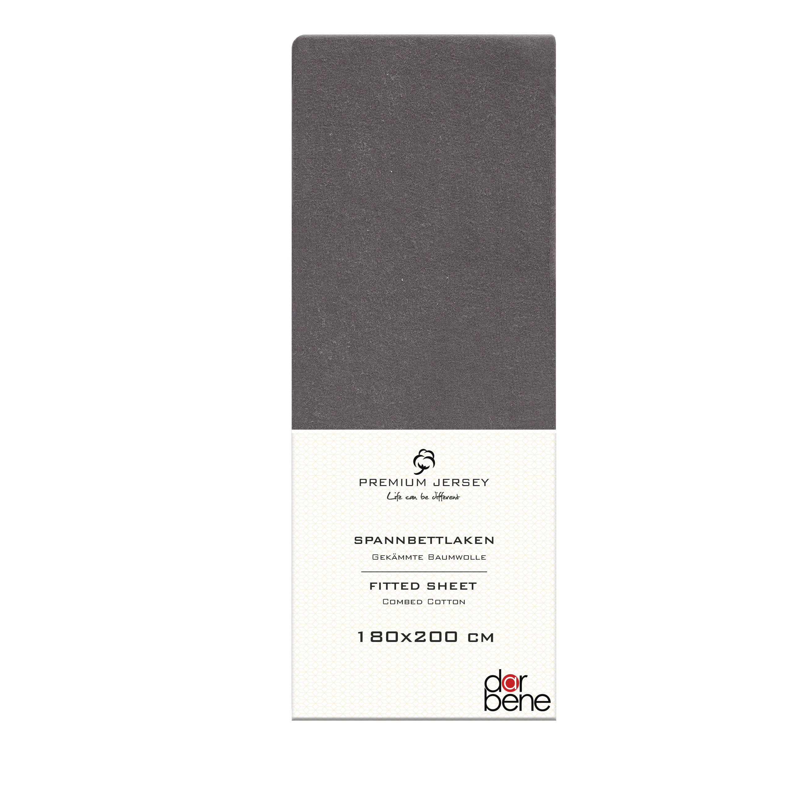 SPANNBETTLAKEN Premium Jersey Baumwolle - Anthrazit, Naturmaterialien (180/200cm) - DarBene