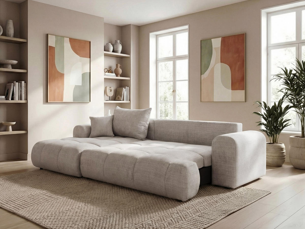 ECKSOFA MILANO mit Schlaffunktion und Bettkasten Grau - Grau, Holzwerkstoff/Kunststoff (250/160cm) - Idohome