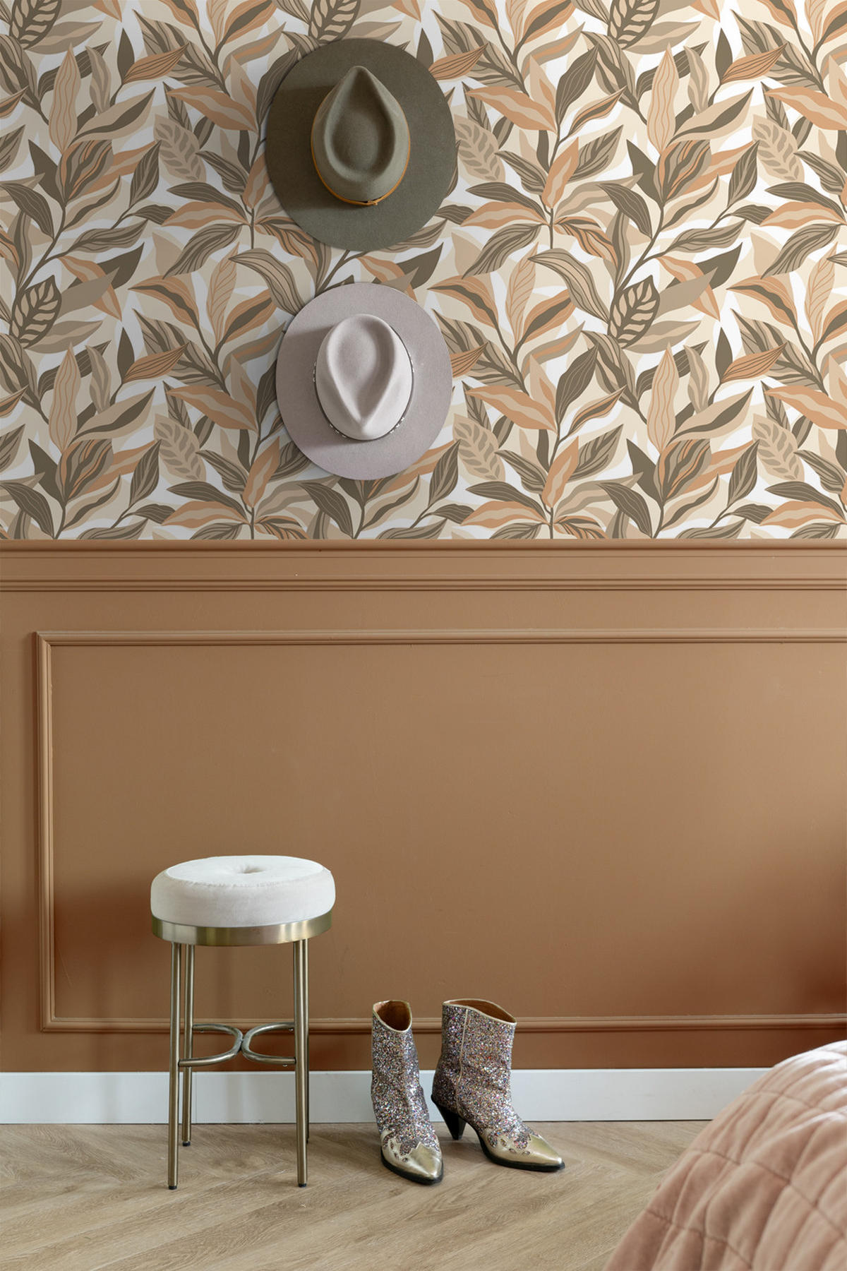 TAPETE tropische Blätter 50 x 900 cm - Braun, Papier (50/900cm) - ESTAhome