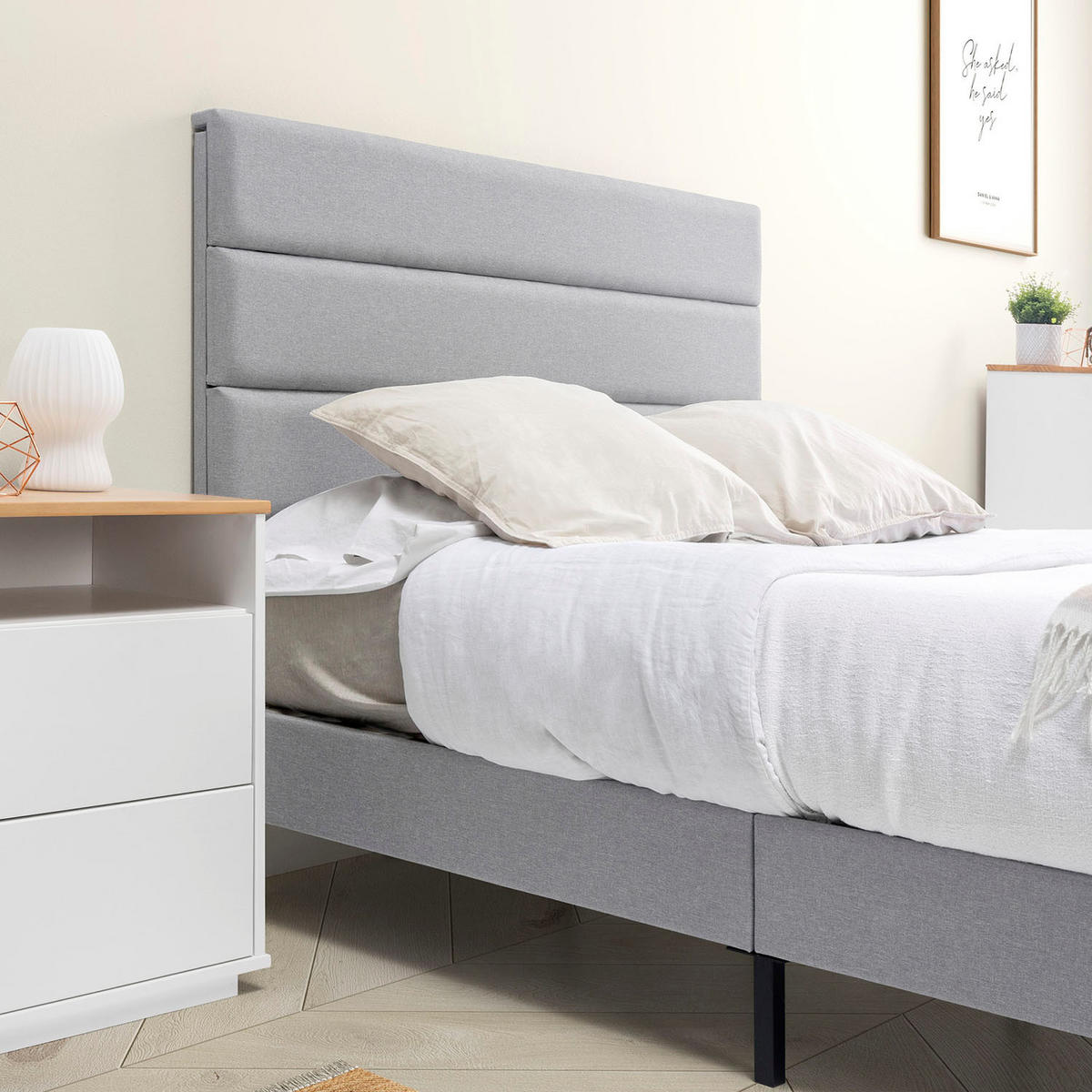 POLSTERBETT 140x190 cm Aroma, Hellgrau - Hellgrau, Textil (195/142/116cm) - VS Venta-stock