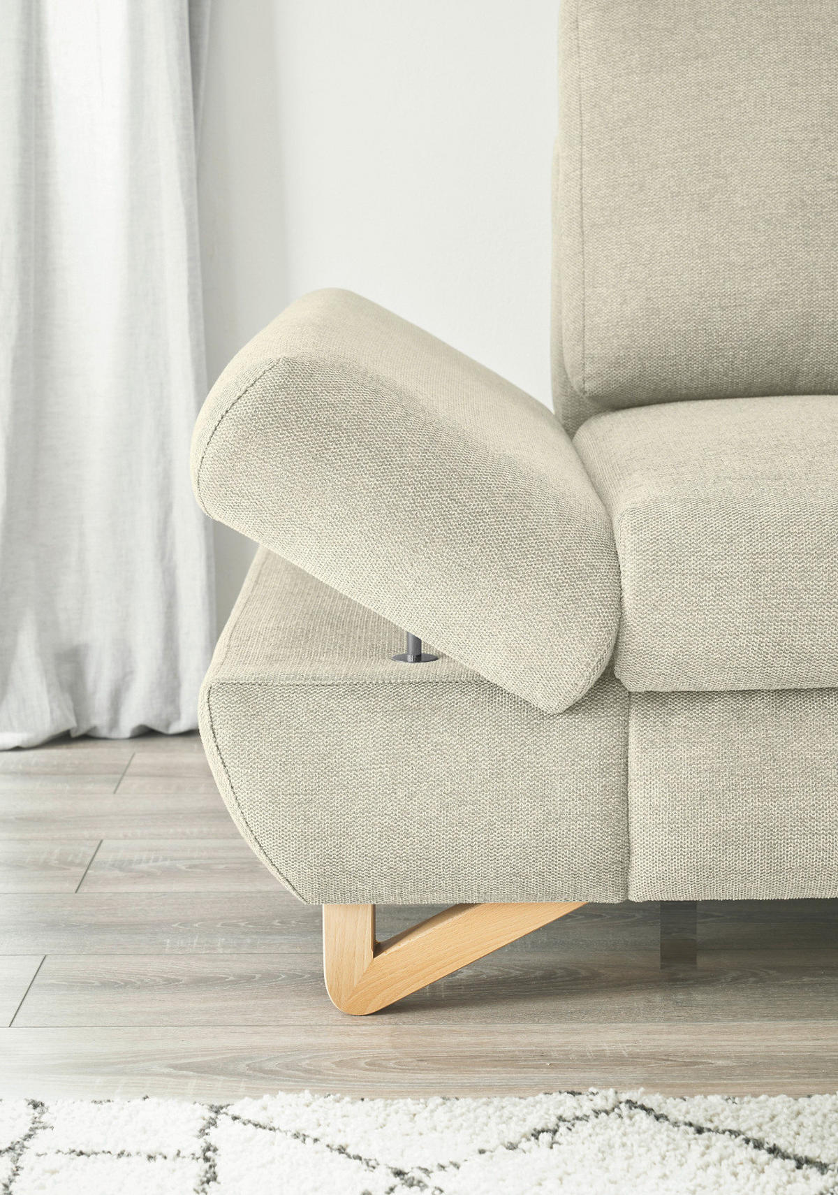 ECKSOFA beige Struktur-Stoff, Wohnzimmer Sofa - Beige, Holz/Textil (284/166cm) - Furn.Design