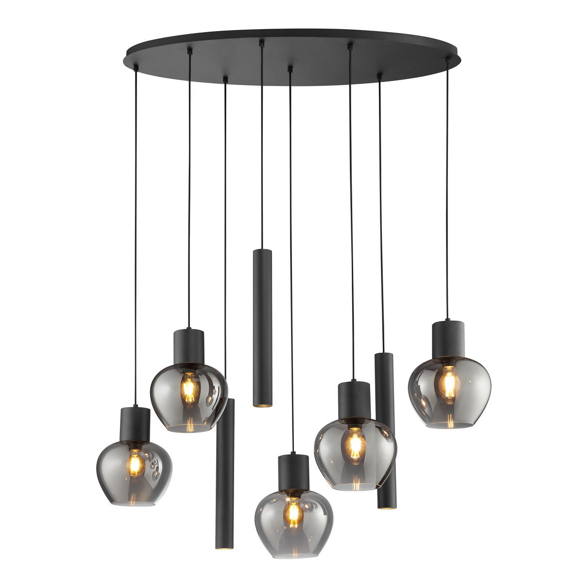 LED DECKENLEUCHTE Ligari Schwarz/Rauchglas 48/126/150 cm - Multicolor, Kunststoff (48/126/150cm) - Brilliant