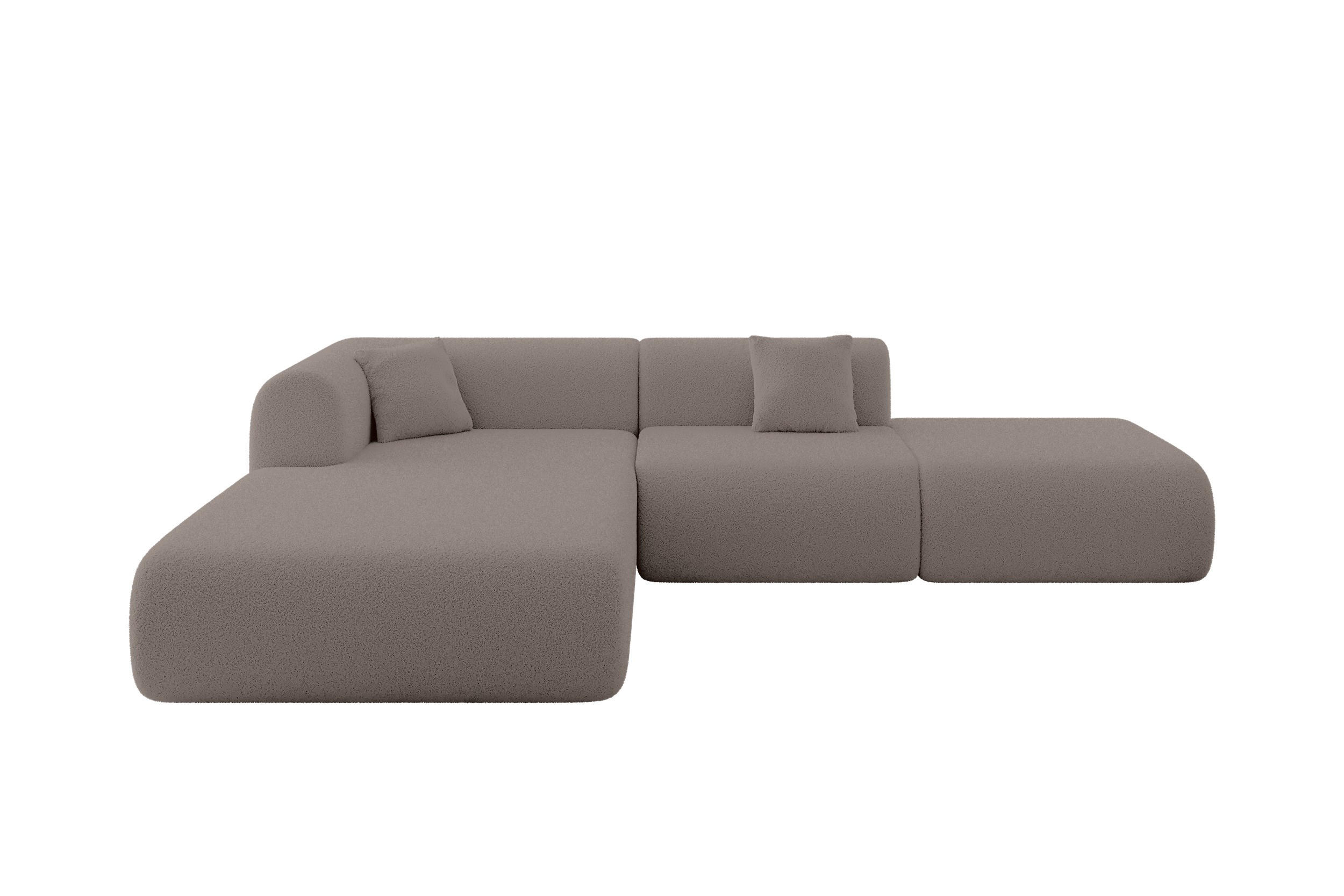 ECKSOFA Ottomane Links OVLY-L 289x176x71 Braun Bouclé - Schwarz/Braun, Holzwerkstoff/Kunststoff (176/289cm) - ALTDECOR
