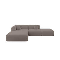 ECKSOFA Ottomane Links OVLY-L 289x176x71 Braun Bouclé - Schwarz/Braun, Holzwerkstoff/Kunststoff (176/289cm) - ALTDECOR