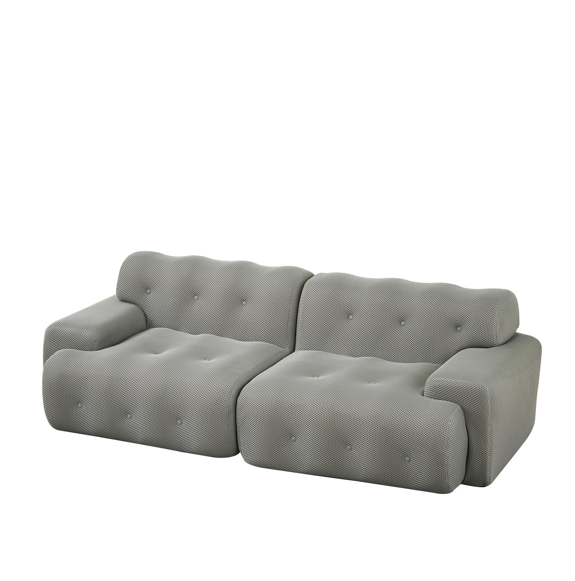 2-SITZER-SOFA 224/104/66 cm aus Stoff mit breiten Armlehnen und Knopfheftung, Grau - Grau, Textil (224/66/104cm) - Redom