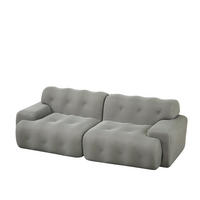 2-SITZER-SOFA 224/104/66 cm aus Stoff mit breiten Armlehnen und Knopfheftung, Grau - Grau, Textil (224/66/104cm) - Redom
