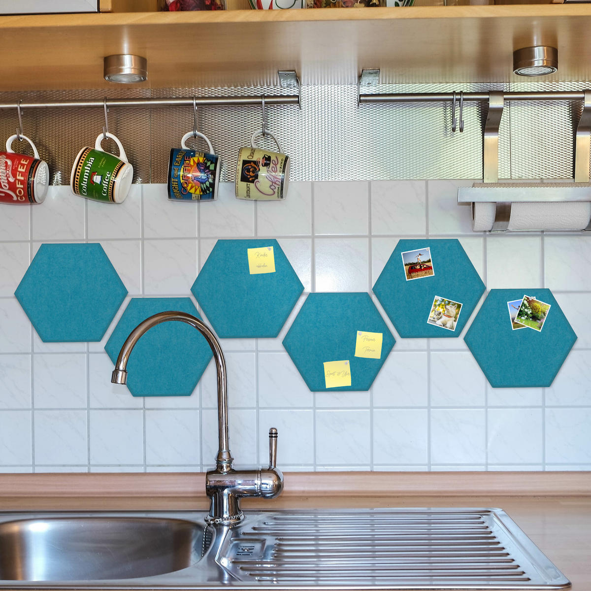 6xFILZPINNWAND - Hellblau, Textil (30/26/0.9cm) - Relaxdays