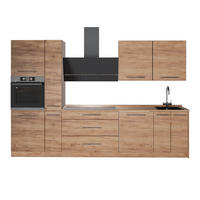 KÖK Fame-Line, Goldkraft ek/Goldkraft ek, 310 cm utan bänkskiva - Honungsek, Träbaserade material (310/206.8/51.6cm) - Vicco