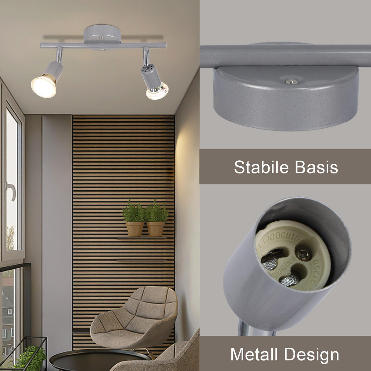 DECKENLEUCHTE Macaluso 26/15/8cm - Silberfarben, Metall (26/15/8cm) - Nettlife