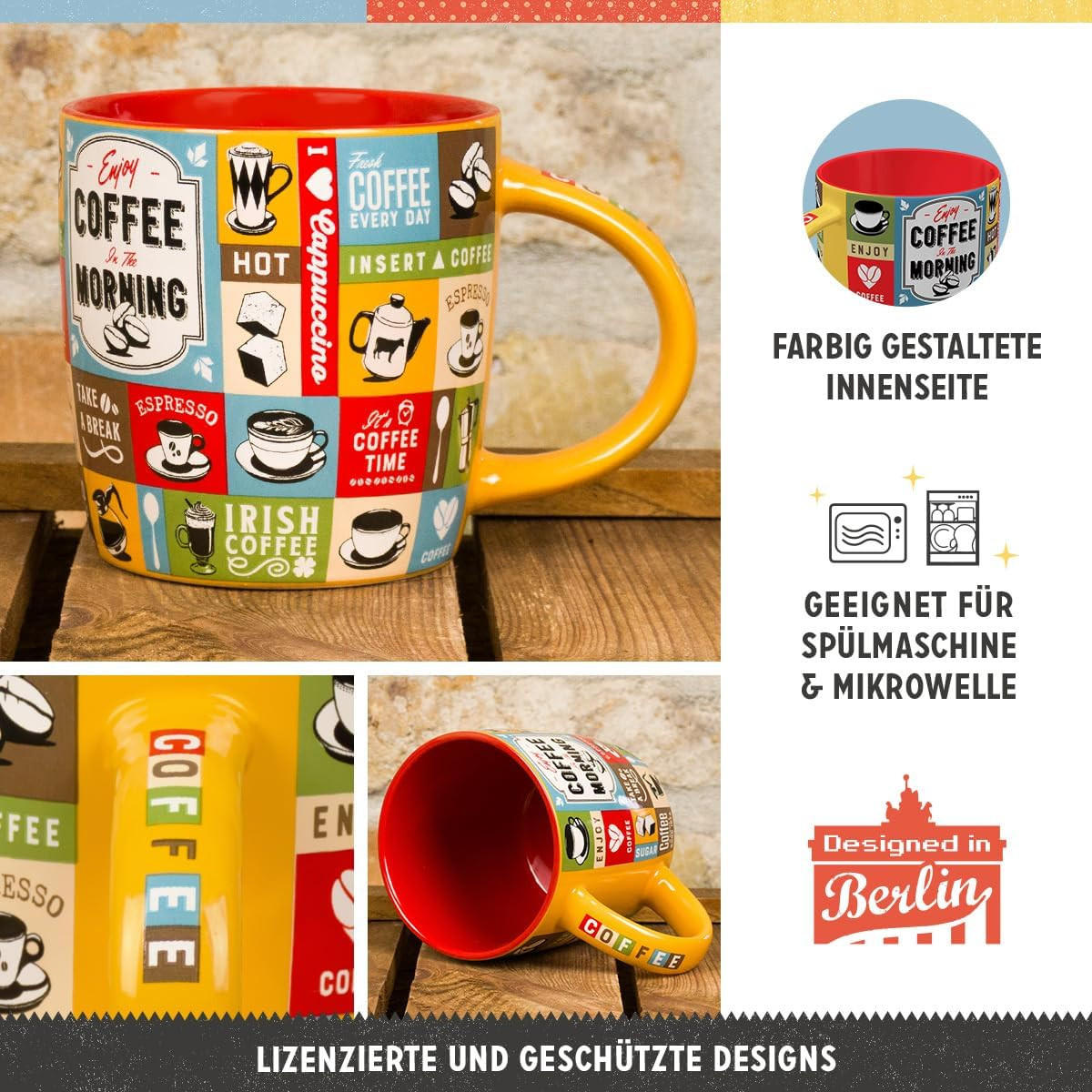 KAFFEETASSE 330 ml Coffee Collage - Multicolor, Keramik (0.33L) - Nostalgic-Art