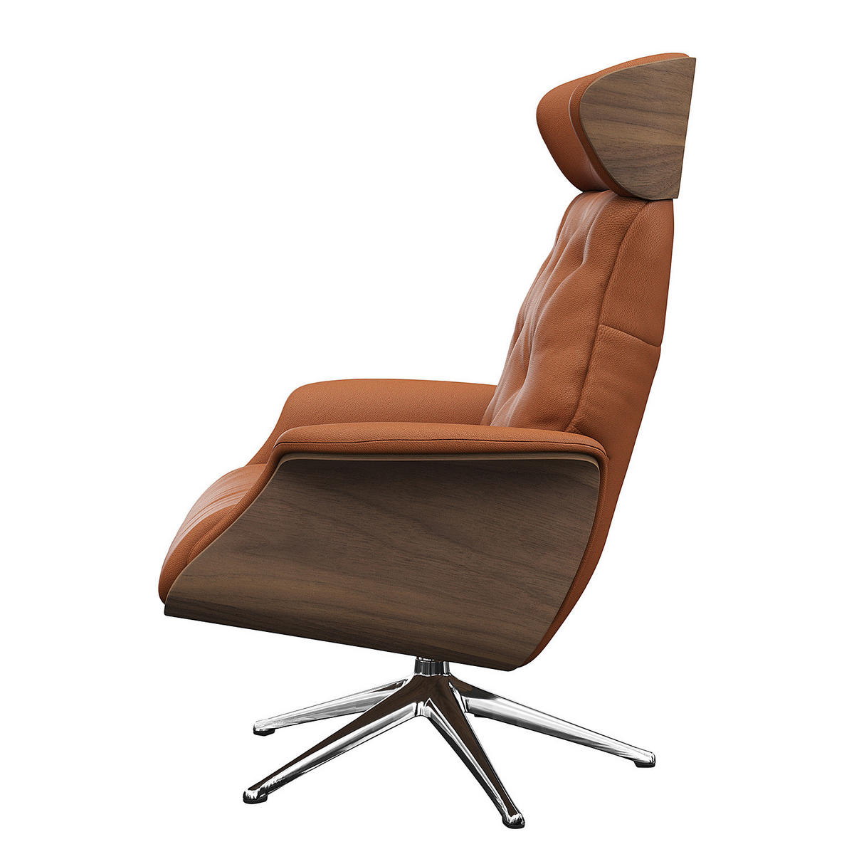 RELAXSESSEL - Echtleder - Kastanienfarben/Chromfarben, Leder/Metall (83/118/83cm) - home24