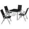 SITZGRUPPE Stabia,Tisch mit Sicherheitsglasplatte und Ausgleichsschrauben,silber - Silberfarben, Naturmaterialien/Kunststoff - tectake