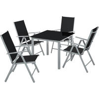 SITZGRUPPE Stabia,Tisch mit Sicherheitsglasplatte und Ausgleichsschrauben,silber - Silberfarben, Naturmaterialien/Kunststoff - tectake