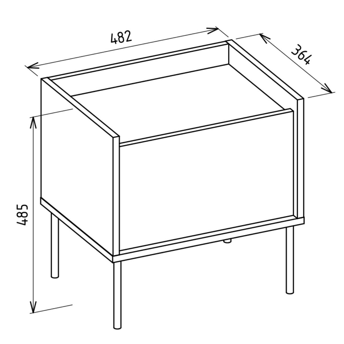 NACHTTISCH Tovi Weiß / Holzoptik Eiche 50 cm - Weiß, Holzwerkstoff/Metall (48.2/48.5/36.4cm) - Selsey