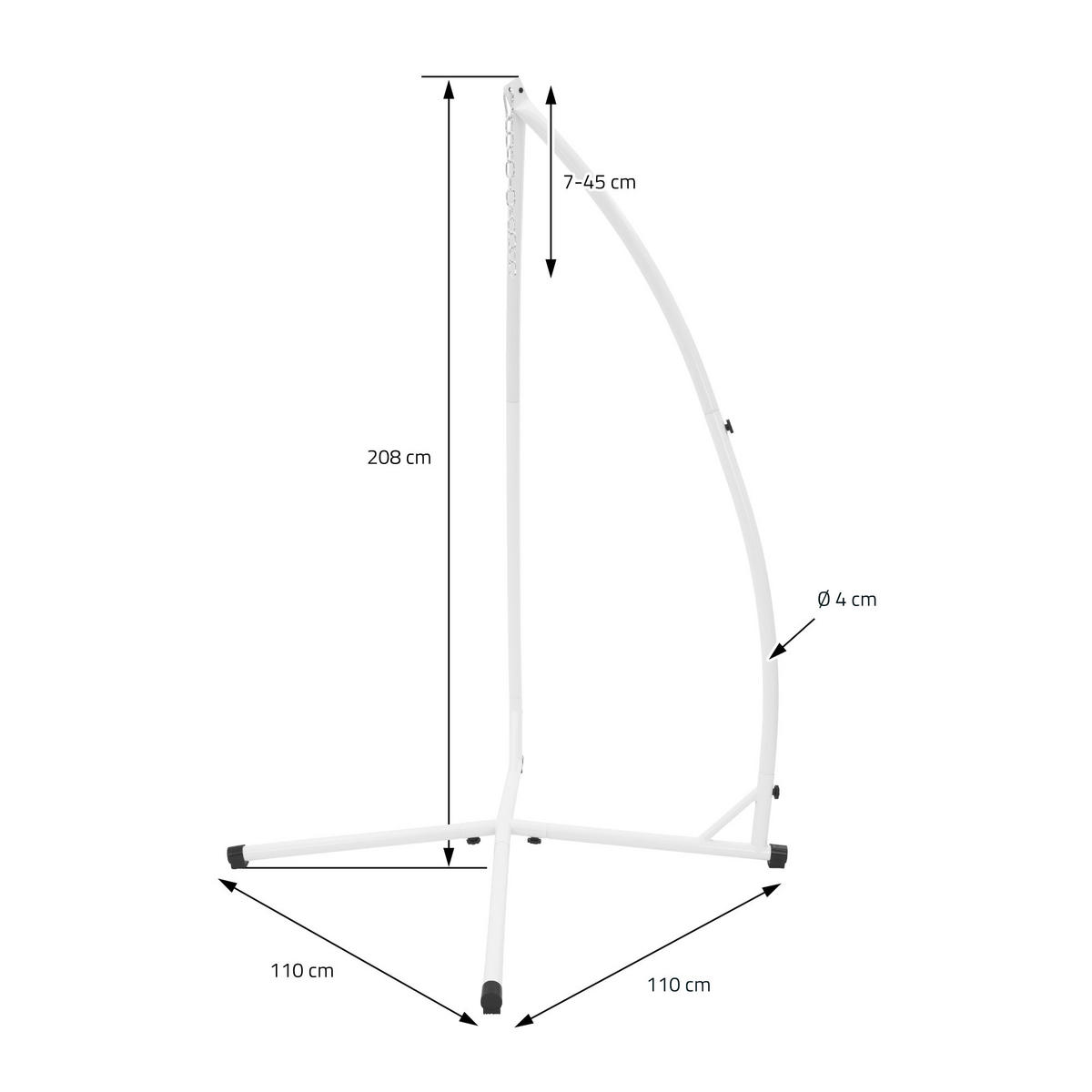 HÄNGESESSELGESTELL 208 cm, Metall - Weiß, Metall (110/110/208cm) - ML-DESIGN
