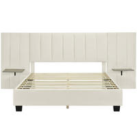 POLSTERBETT 160/200 cm in Beige mit Verlängertem Kopfteil - Beige, Holz/Textil (160/200cm) - KOMHTOM
