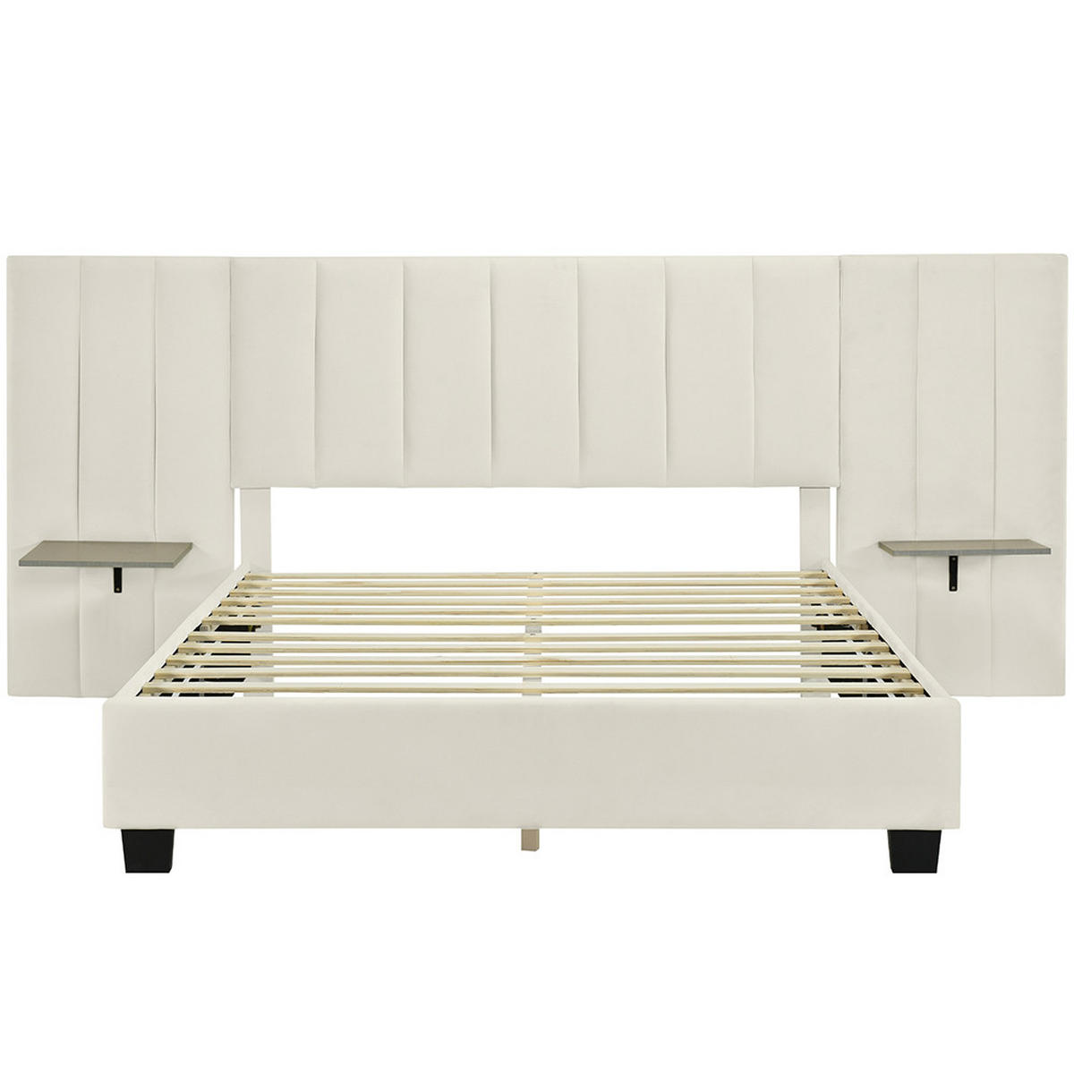 POLSTERBETT 160/200 cm in Beige mit Verlängertem Kopfteil - Beige, Holz/Textil (160/200cm) - KOMHTOM