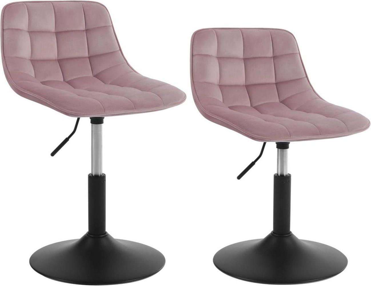 BARHOCKER 2er Set,Mehrzweck, Samt, Rosa - Schwarz/Rosa, Textil/Metall (42.5/60/45cm) - Woltu