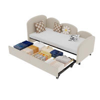 SAMT-POLSTERBETT 90/200 cm mit Stauraum und gepolsterten Bettseiten - Beige, Textil (90/200cm) - BEAOK