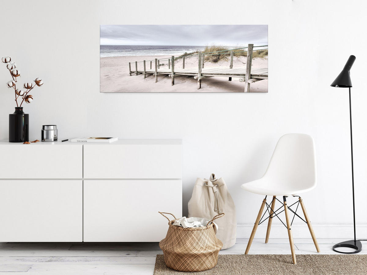 GLASBILD 125x50 cm Strand Meer - Beige, Glas (125/50cm) - artissimo