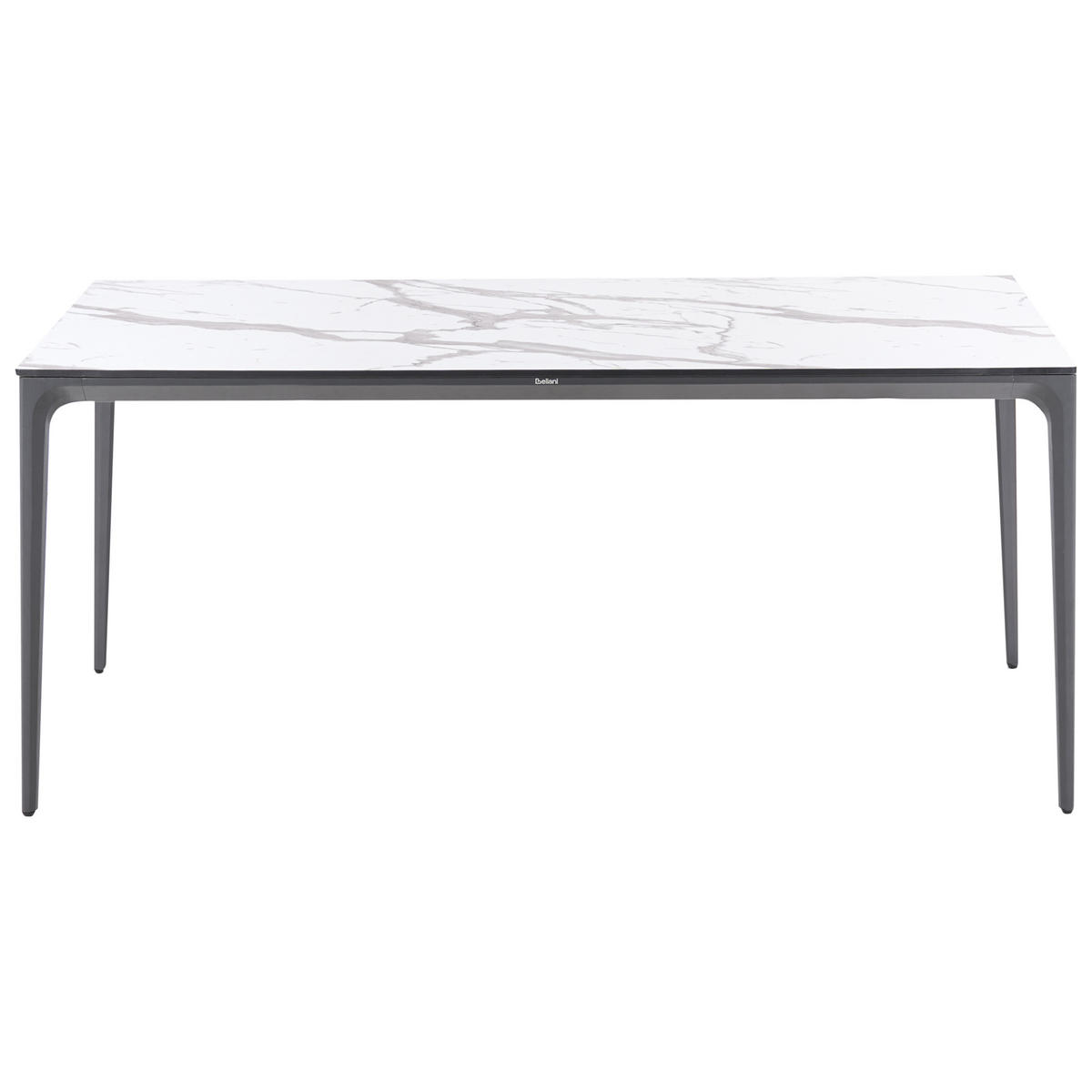 ZAHRADNÍ STŮL 180/90 cm Mramor Look Bílý Mramor Sovareto - tmavě šedá, plast (180/90/75cm) - Beliani