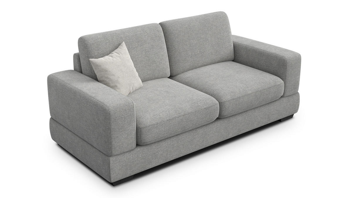 SOFA OTTO 3-Sitzer, grau - Schwarz/Grau, Holz/Textil (201/89/98cm) - Courtois Laville