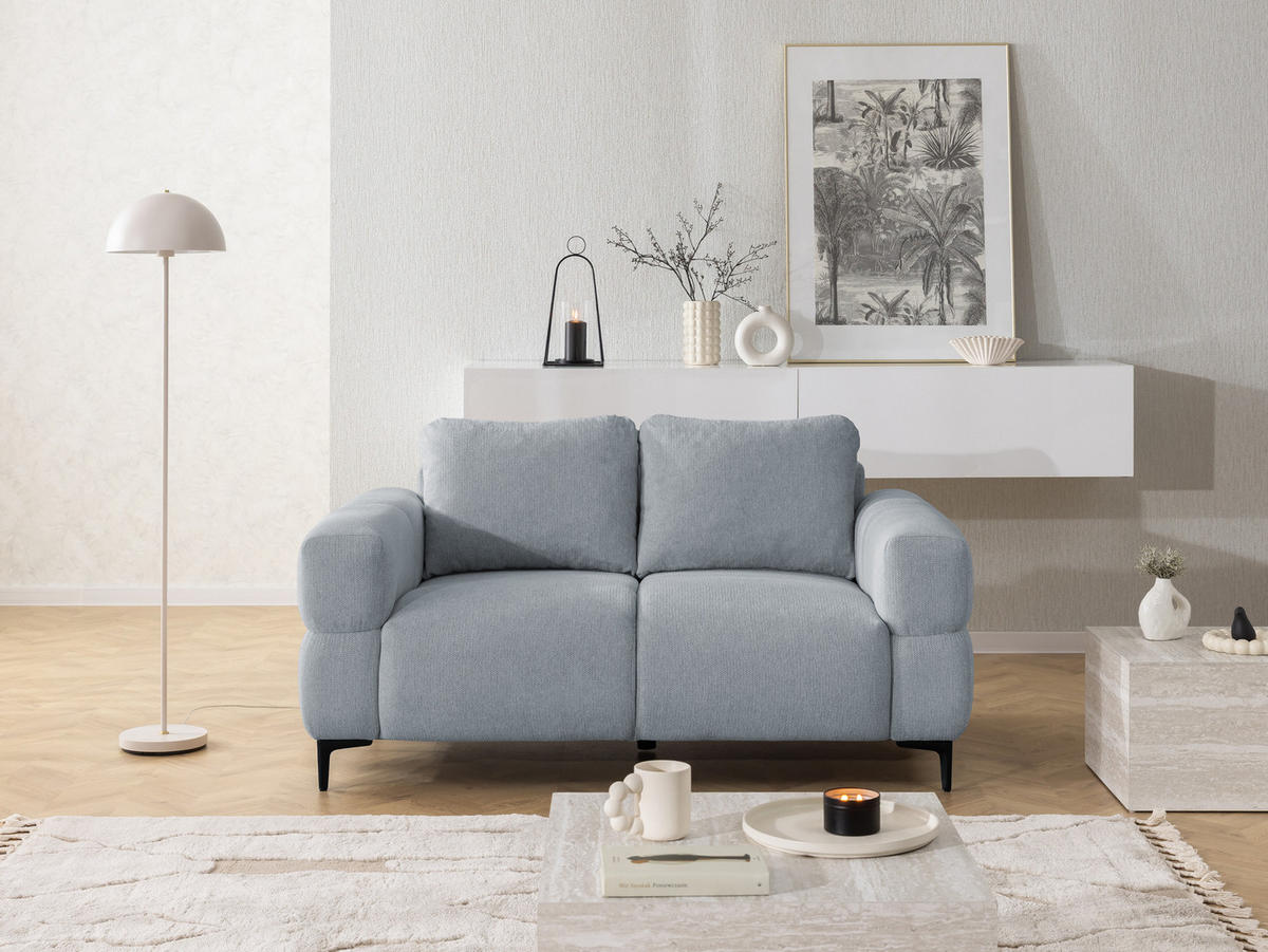 2-SITZER-SOFA Cardea in Bubble-Optik aus weichem Grau Strukturstoff mit hohem Sitzkomfort - Schwarz/Grau, Holz/Textil (154/80/97cm) - S-Style Möbel