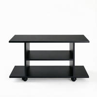 COUCHTISCH DE-40513 Auf Rollen mit zweistufigen offenen Regalen Schwarz - Schwarz, Holzwerkstoff (40/80/40cm) - ComfortXL