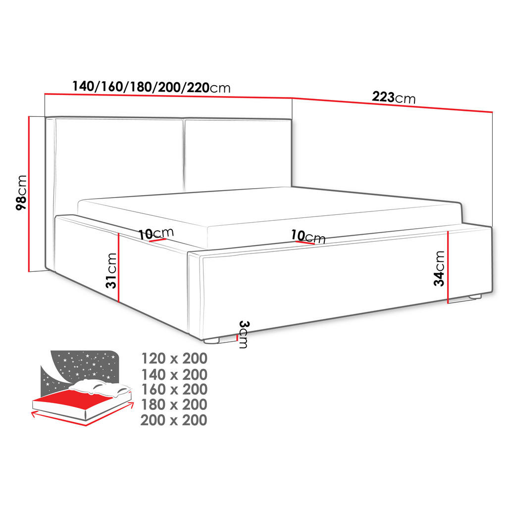 Thumbnail - Mirjan24 Polstrbett, Natur, Textil, Rechteckig, 160x200 cm, Schlafzimmer, Betten, Polsterbetten