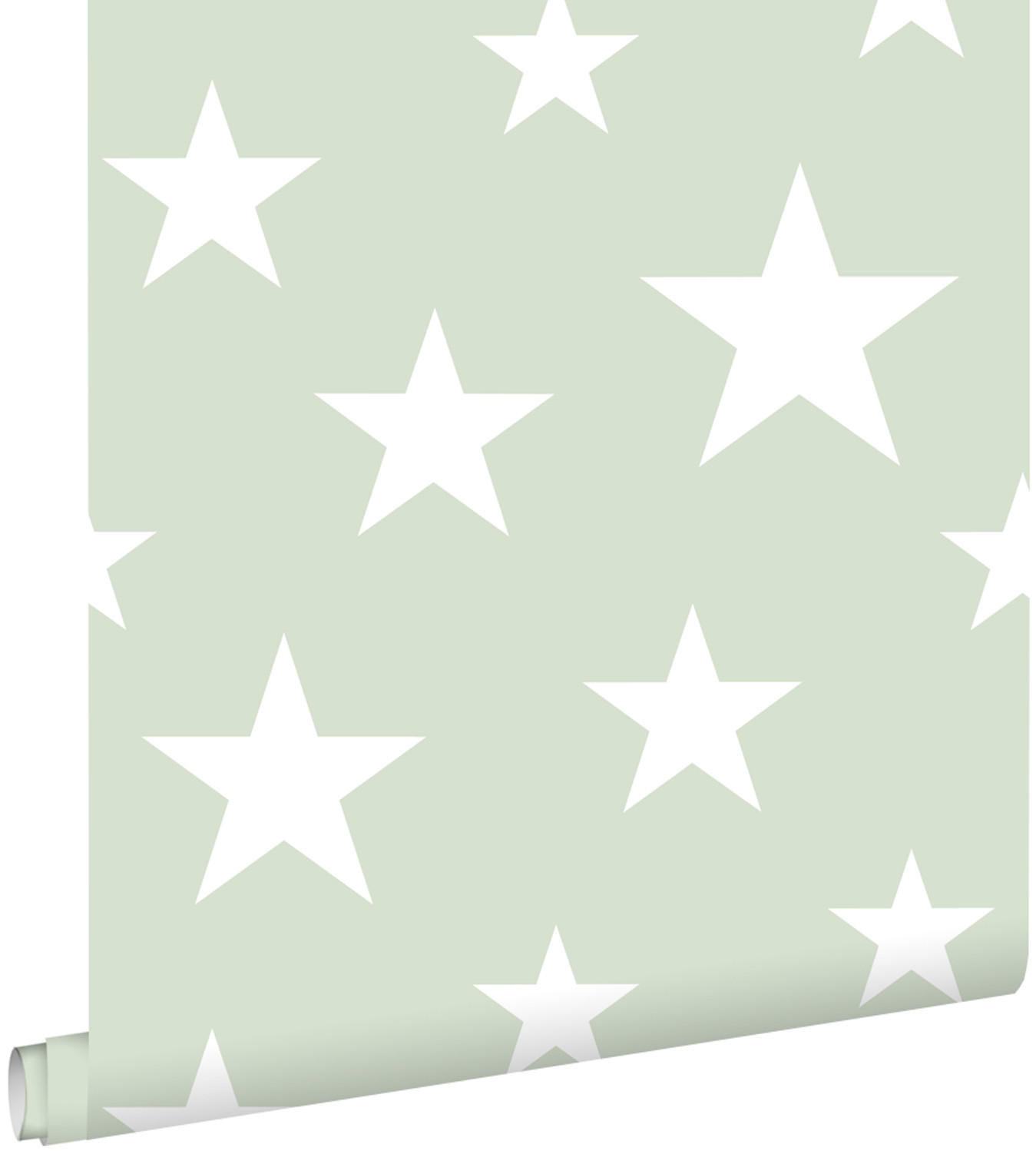 TAPETE große und kleine Sterne 53 cm x 10.05 m - Grün, Papier (53/0.1cm) - ESTAhome