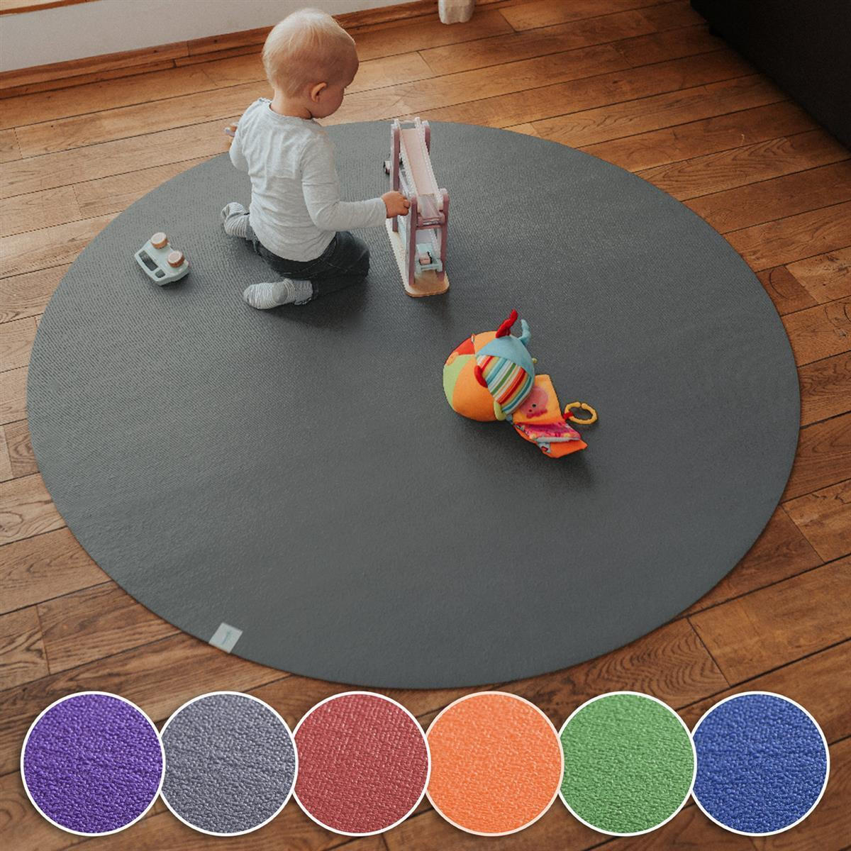 KRABBELMATTE Rund 160cm Grau - Grau, Textil (160/160cm) - Sanosoft