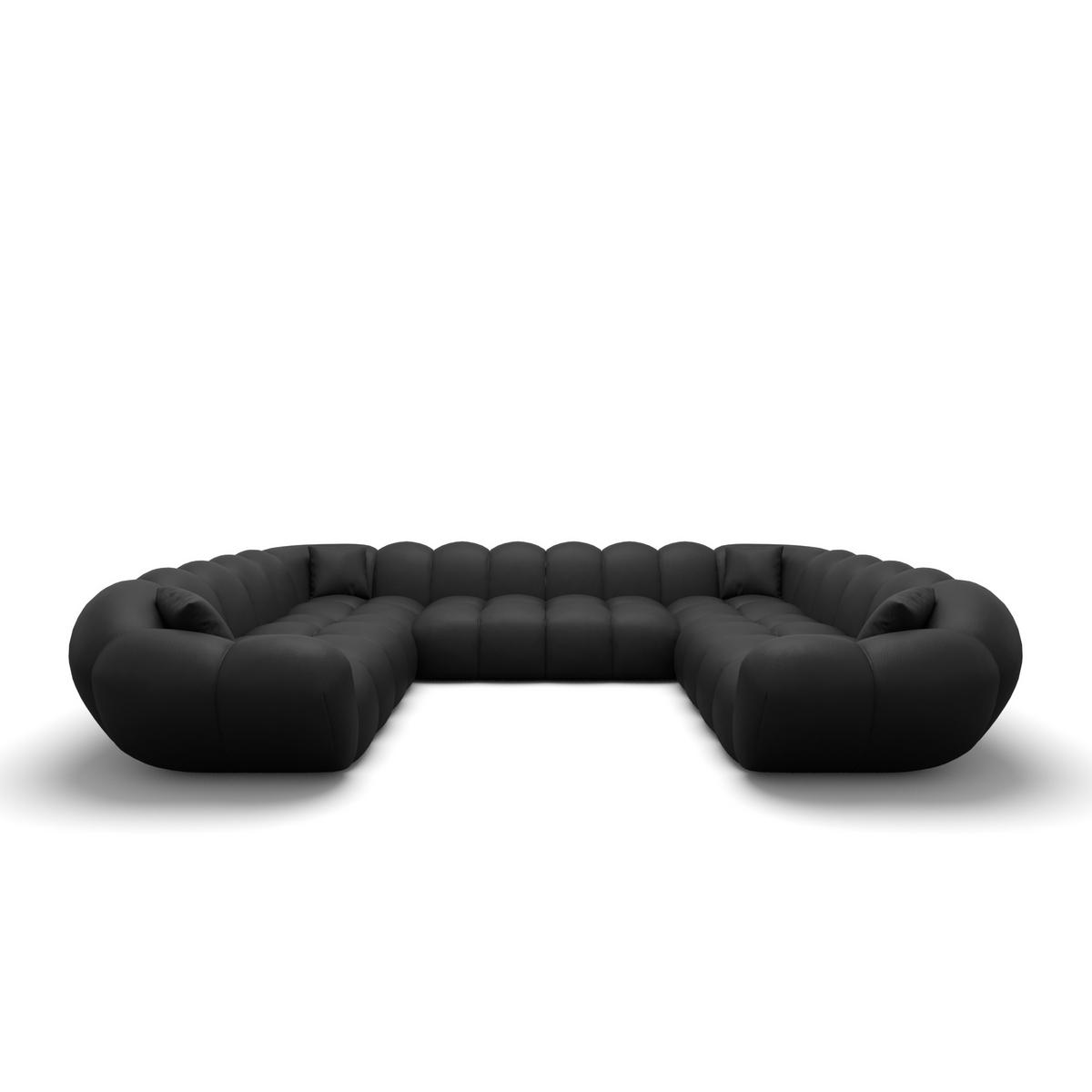 WOHNLANDSCHAFT Liva Schwarz Kunstleder U-Form XXL Panorama - Schwarz, Kunststoff (316/70/258cm) - VAROYAL