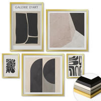 WANDBILDER 5er Set - 50x50 cm & 20x30 cm & 40x60 cm Goldrahmen - Abstrakte minimalistische Poster - Goldfarben, Kunststoff (40/60cm) - ArtPrintCave