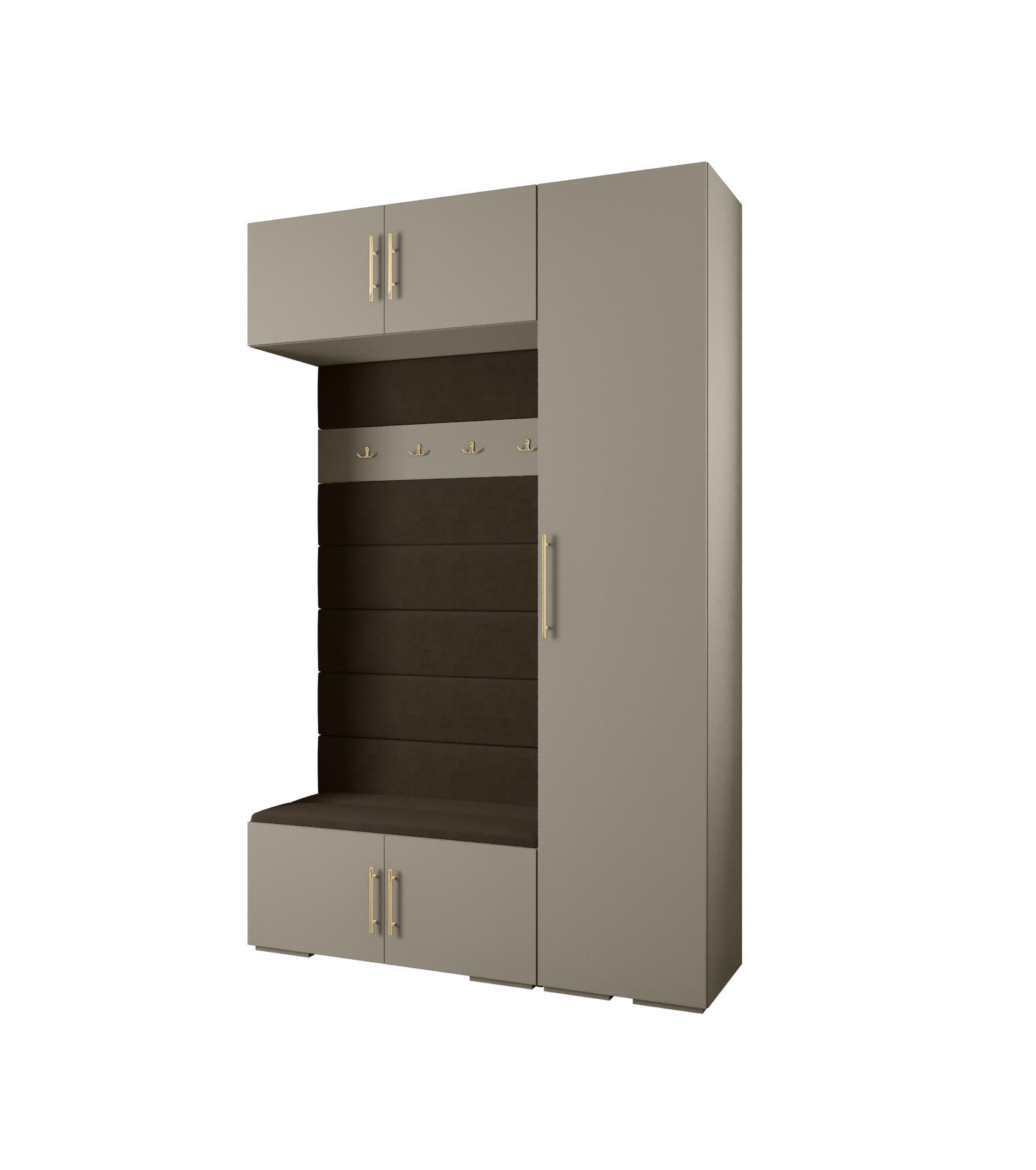 Abiks Möbel Garderoben-Set Kaschmir, Braun, Gold 150x236.7x47 cm
