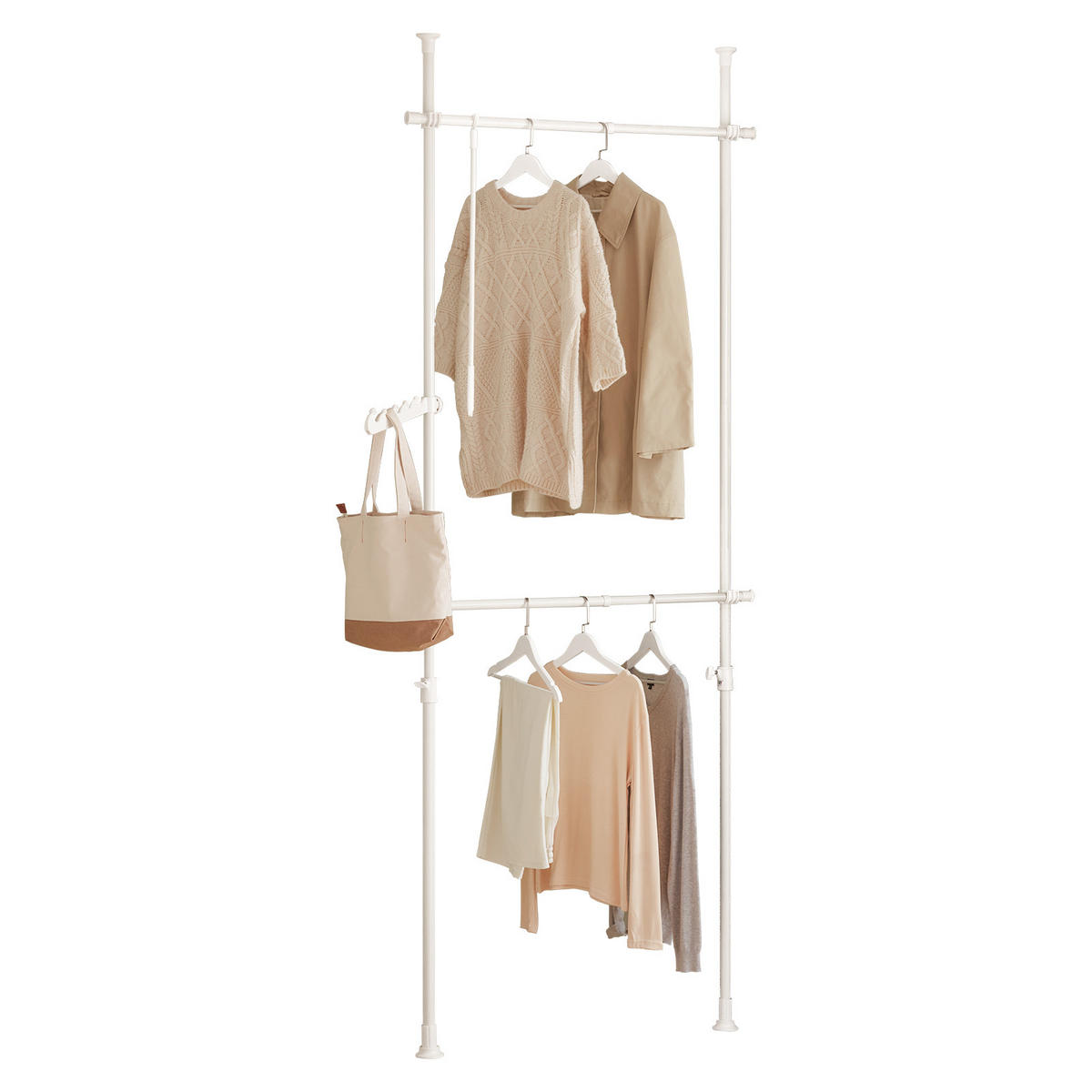 TELESKOP GARDEROBEN SYSTEM Weiß - Weiß, Kunststoff (113/285/1cm) - SoBuy