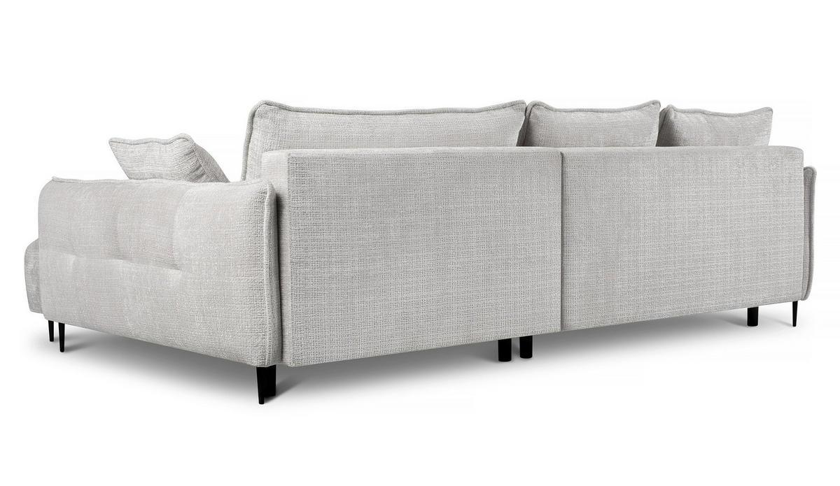 ECKSOFA Oblivio Hellgrau Chenille - Hellgrau/Schwarz, Textil/Metall (285/200cm) - Selsey