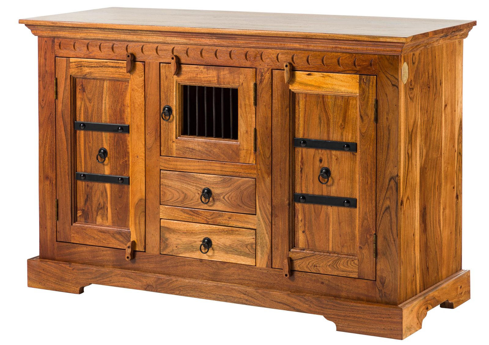KOMMODE Akazie 130x50x85 honig lackiert OXFORD #0412 - Braun, Holz (130/85/50cm) - Massivmoebel24