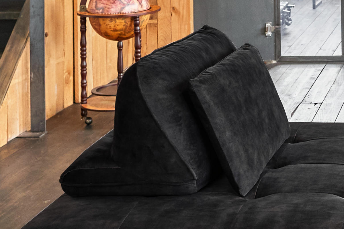 RÜCKENKISSEN WIOLO Anthrazit Velvet - Anthrazit, Textil (80/46cm) - KAWOLA
