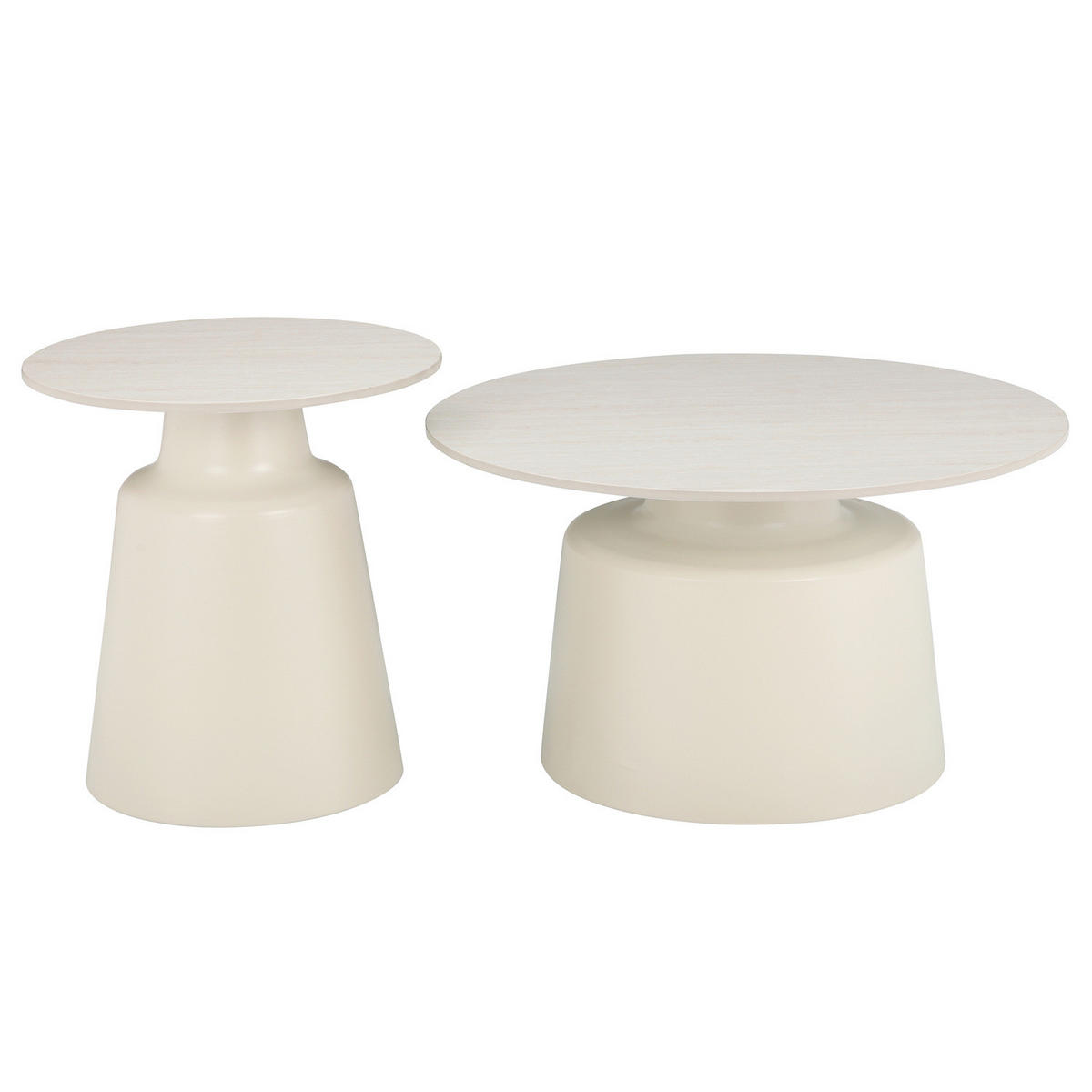 COUCHTISCH - 2er-Set - Keramik / Metall - Cremeweiß - Creme, Keramik/Metall (70/70/38cm) - home24