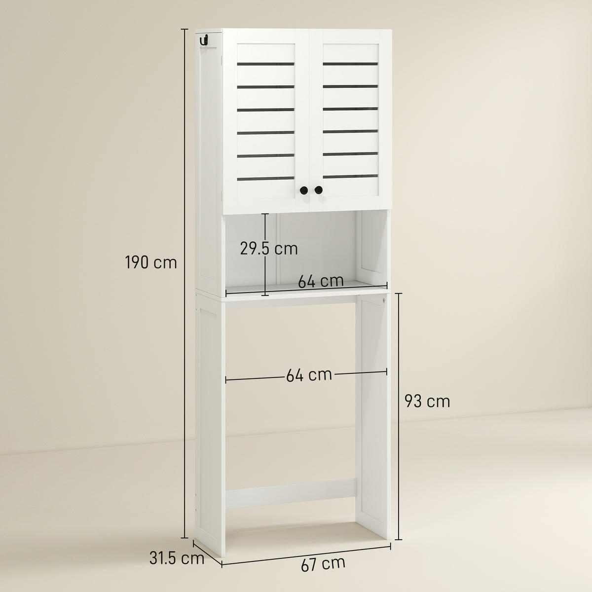 HÄNGESCHRANK Weiß 1 Stück - Weiß, Kunststoff (67/190/31.5cm) - GiPP