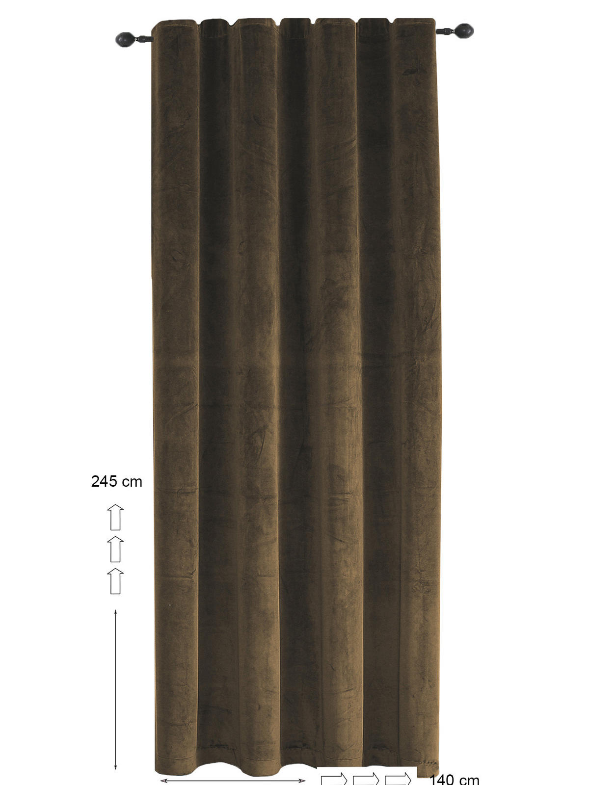 VORHANG Kräuselband Samt 140/245 cm Braun - Braun, Textil (140/245/245cm) - TiborTex