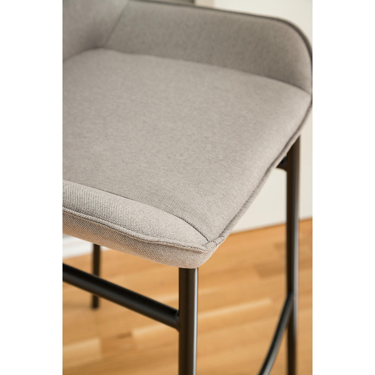 BARSTUHL - 2er-Set - Webstoff / Eisen - Grau / Schwarz - Hellgrau/Schwarz, Kunststoff/Textil (49/105/49cm) - home24