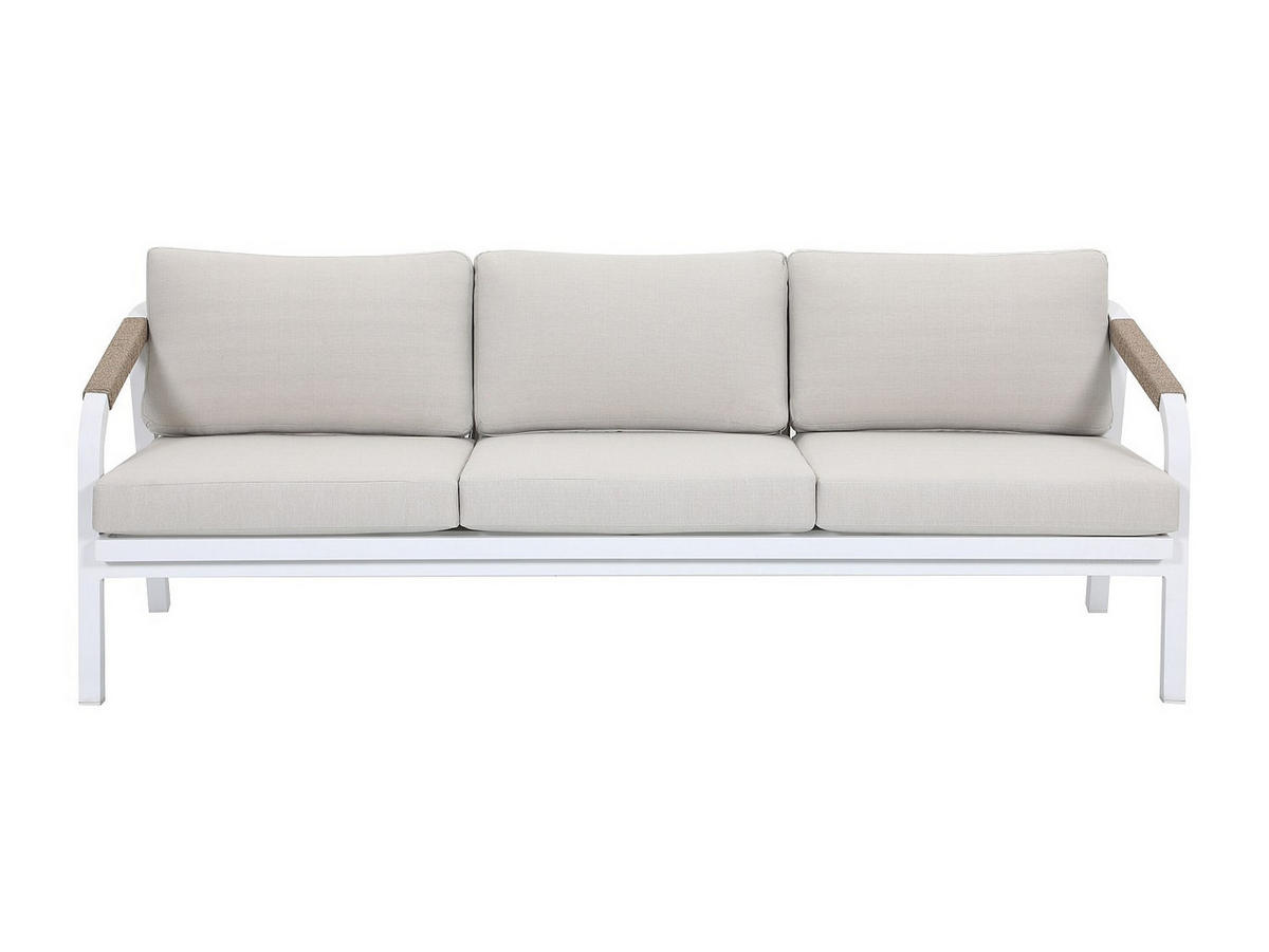 GARTENSITZGRUPPE im Set - 5 Personen - metall - beige, weiß Lureya - Beige/Weiß, Metall - Vente-Unique