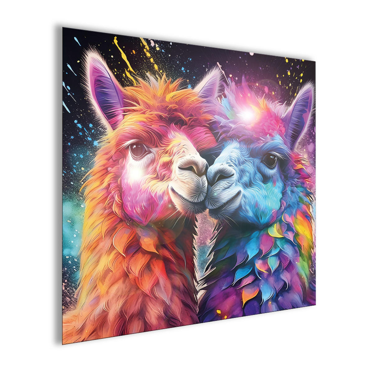 GLASBILD 50x50 cm Alpaka Pop Art - Weiß, Glas (50/50cm) - artissimo