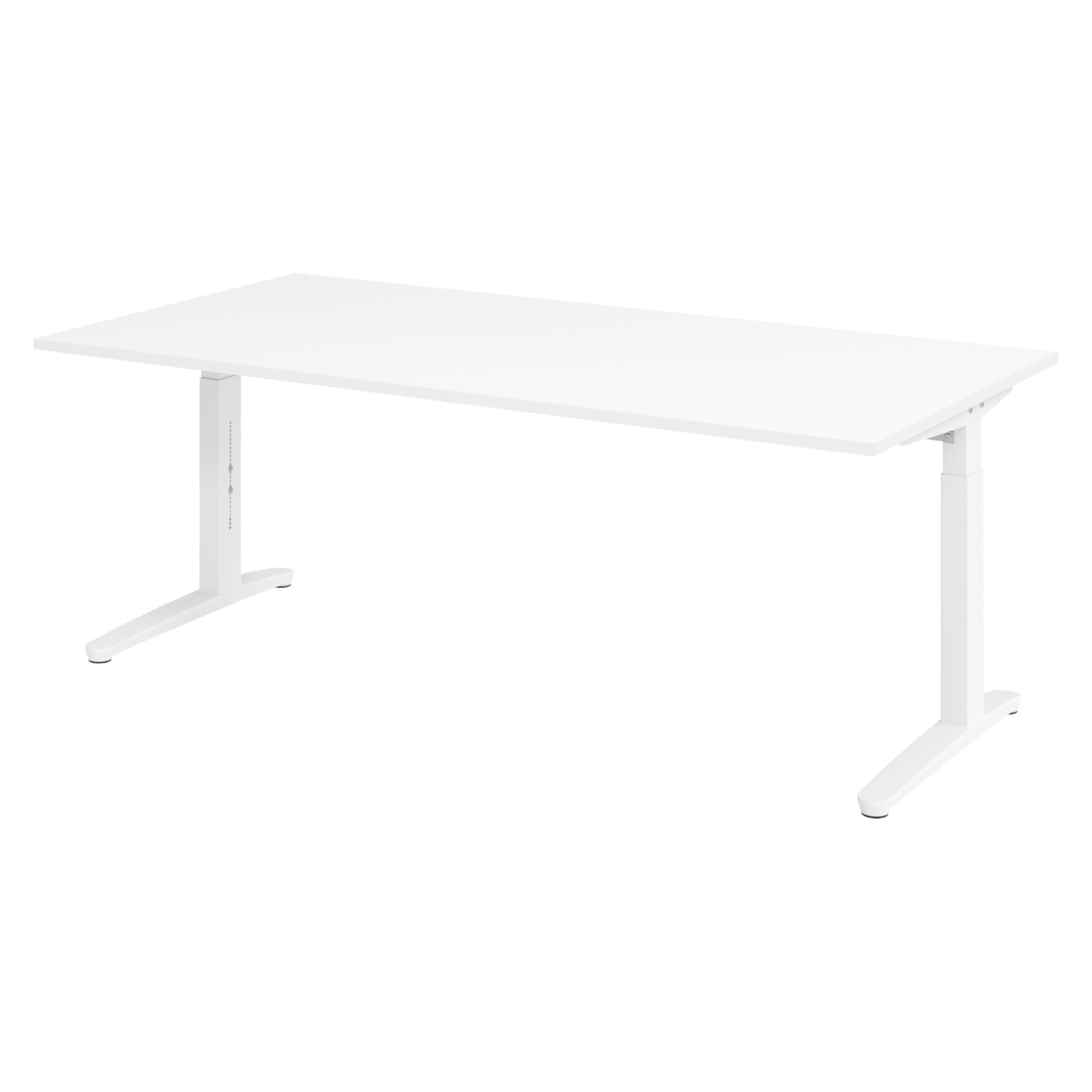 SCHREIBTISCH Serie-XB 100/200/74 cm in Weiß/Weiß - Weiß, Holzwerkstoff (100/200/74cm) - bümö