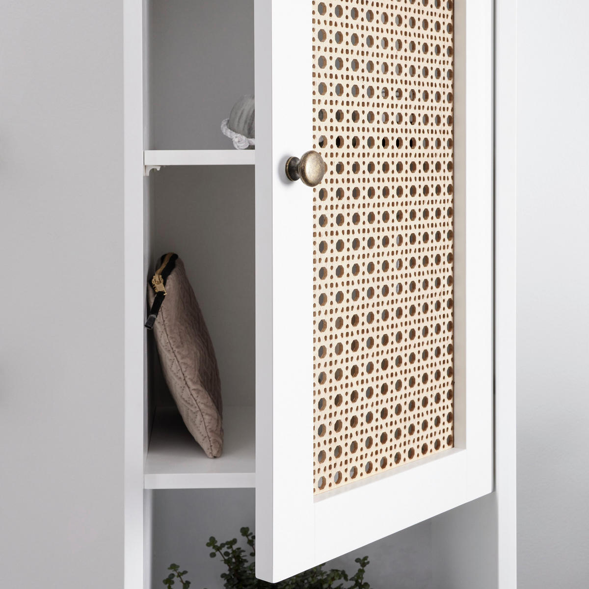 HOCHSCHRANK Lisa Naturfarben/ Weiß ca. 32 /180 / 30 cm - Naturfarben, Holzwerkstoff (32/180/30cm) - Bessagi Home